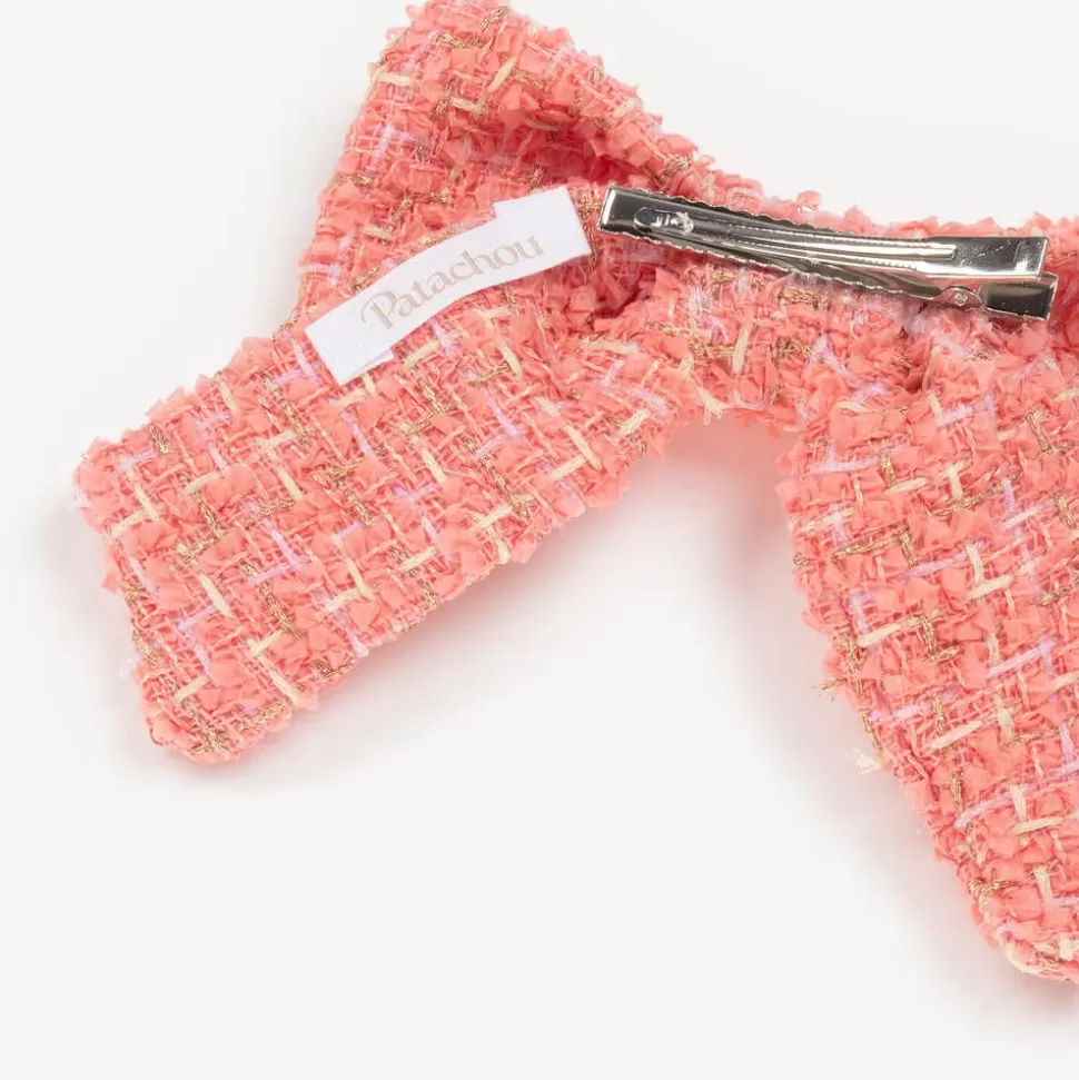 Patachou Girls Coral Pink Tweed Bow Hair Clip (14cm)^ Hair Accessories