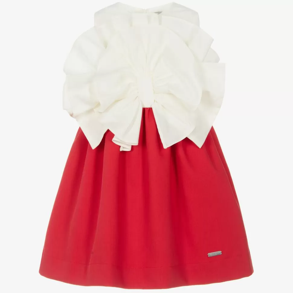 Jessie and James London Girls Ivory & Red Cotton Dress^ Dresses