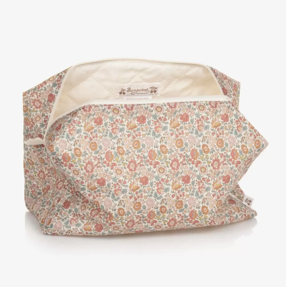 Bonpoint Girls Ivory & Pink Floral Wash Bag (23cm)^ Bags