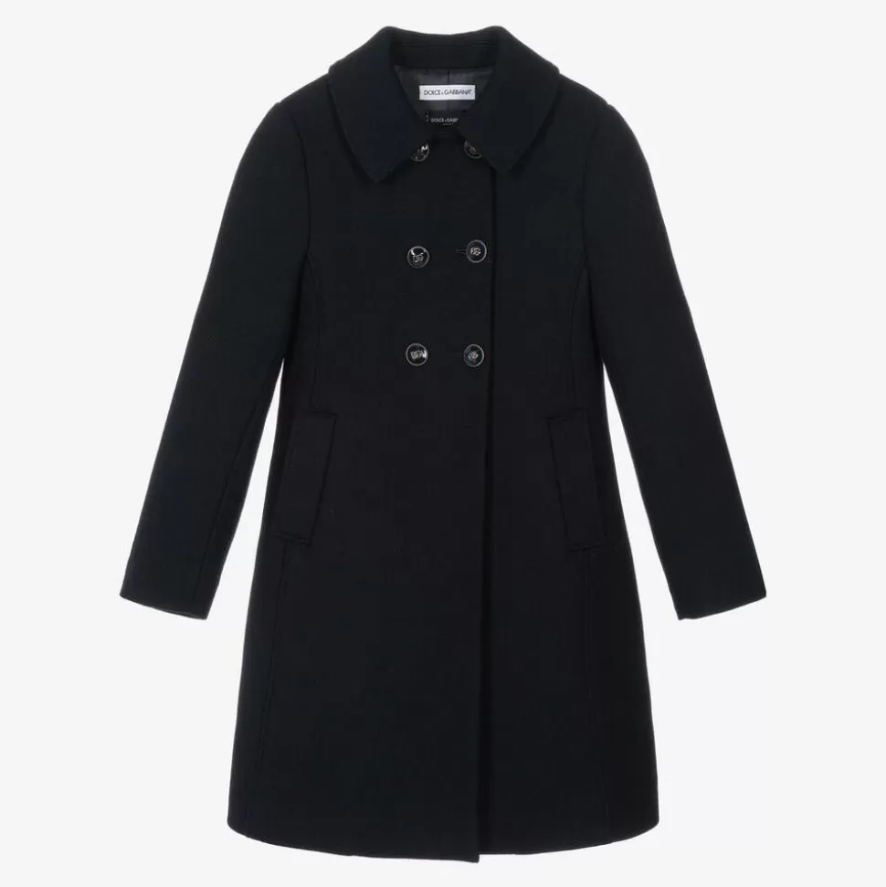Dolce amp; Gabbana Girls Navy Blue Wool Coat^ Coats & Jackets
