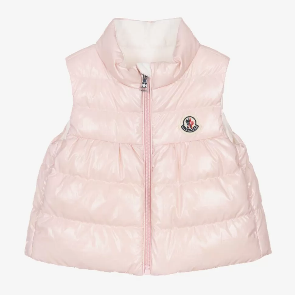 Moncler Enfant Girls Pale Pink Hiva Down Puffer Gilet^ Coats & Jackets