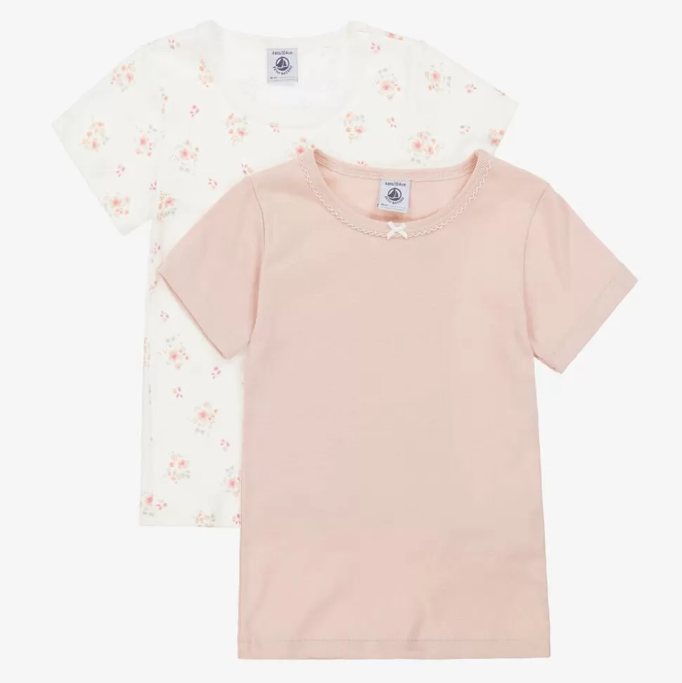 Petit Bateau Girls Pink & White Organic Cotton Vests (2 Pack)^ Underwear