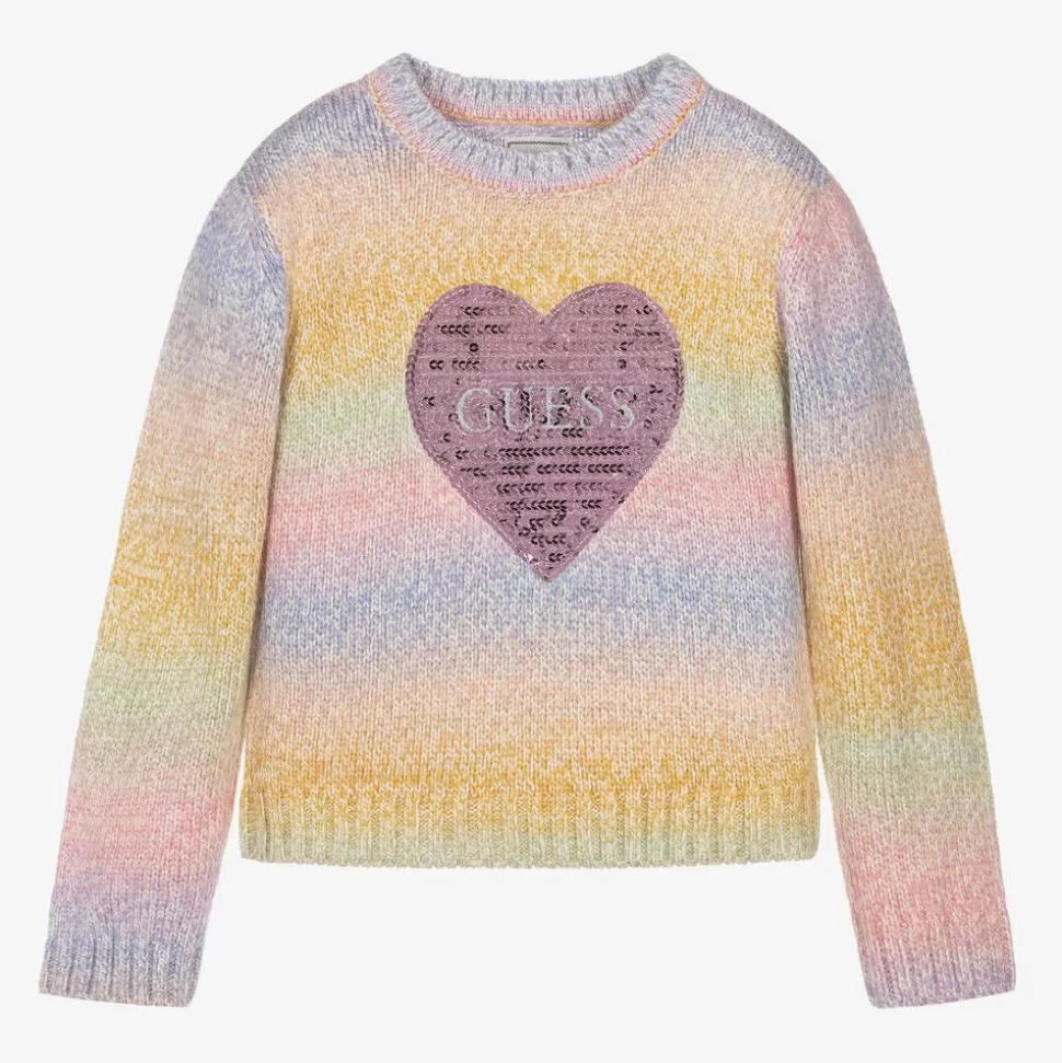 Guess Girls Pink Rainbow Stripe Sweater^ Tops