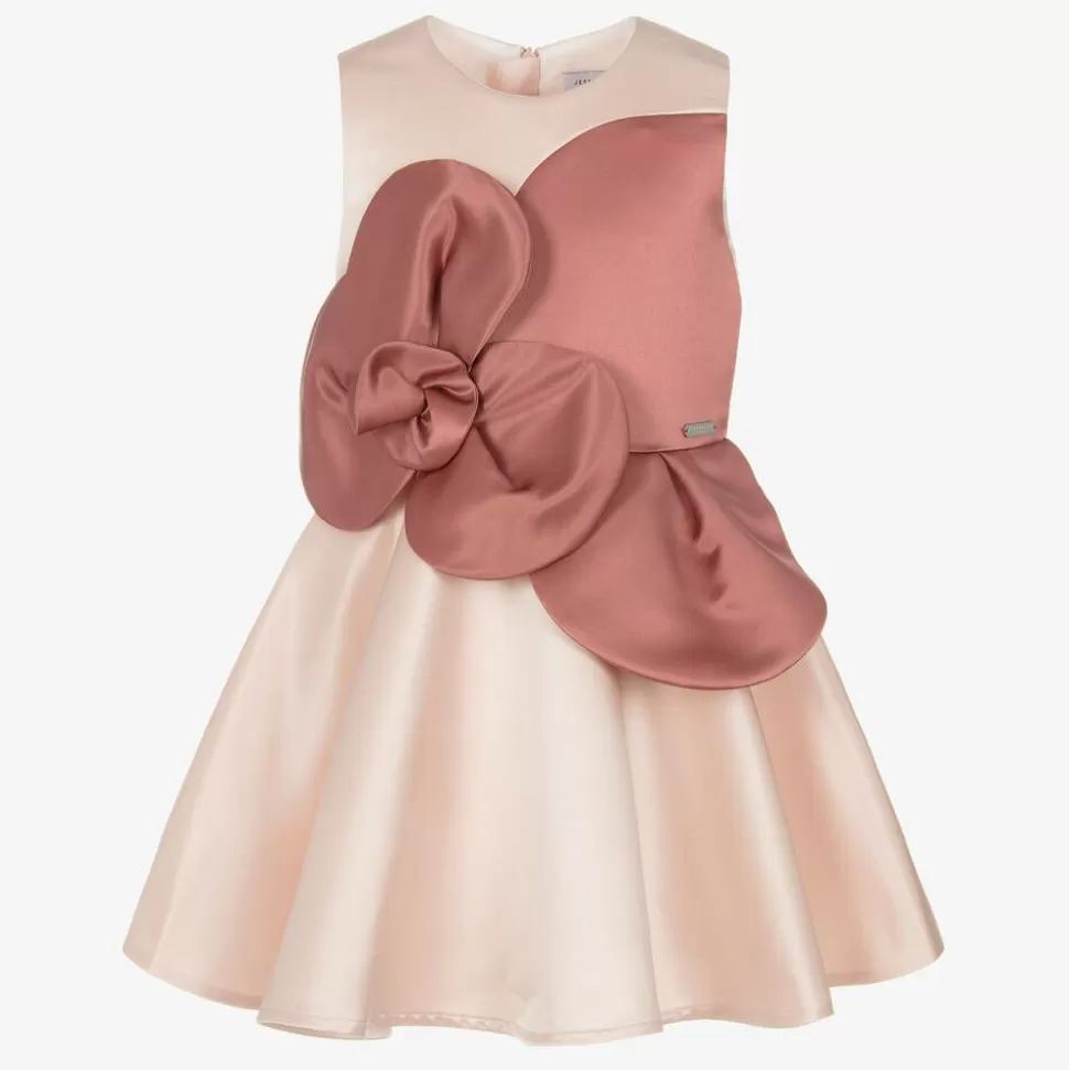 Jessie and James London Girls Pink Satin Flower Dress^ Dresses