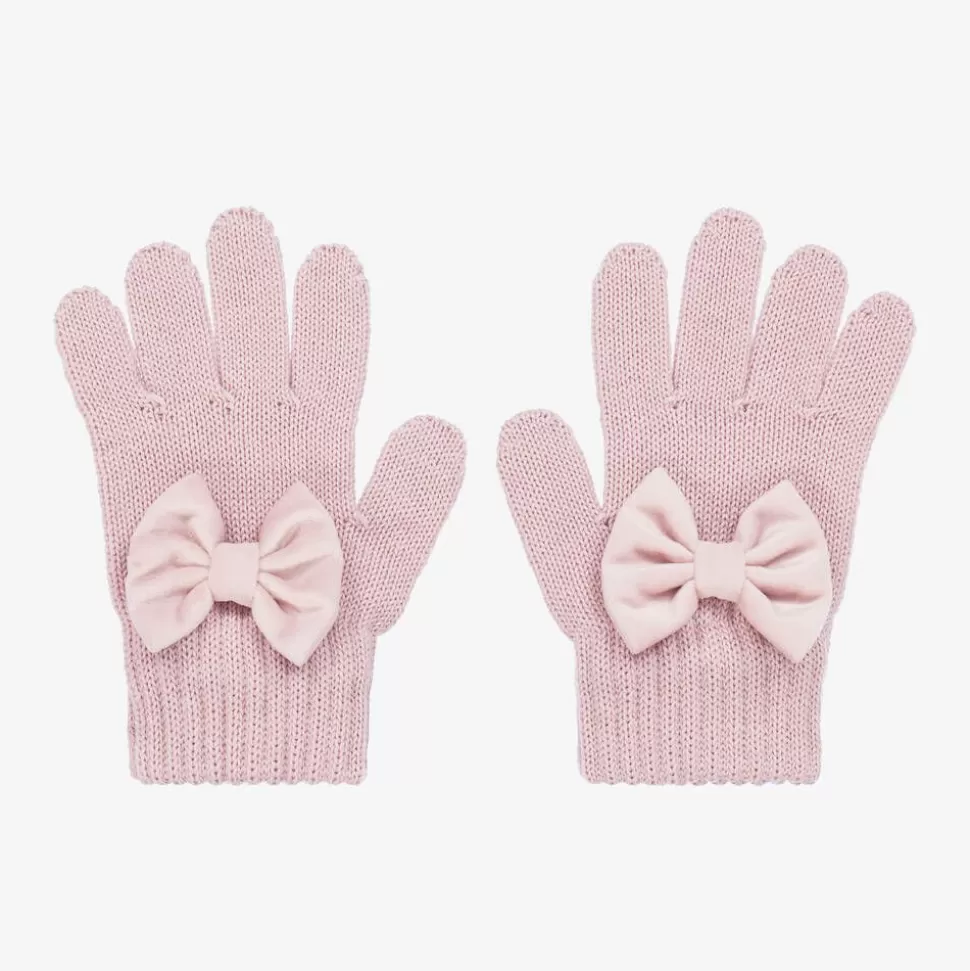 Catya Girls Pink Wool Knit Bow Gloves^ Gloves & Mittens