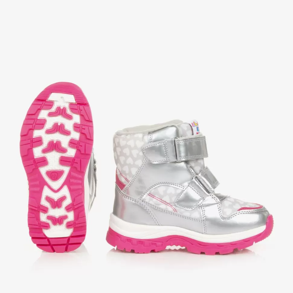 Agatha Ruiz de la Prada Girls Silver Heart Print Snow Boots^ Snow Boots | Snow Boots