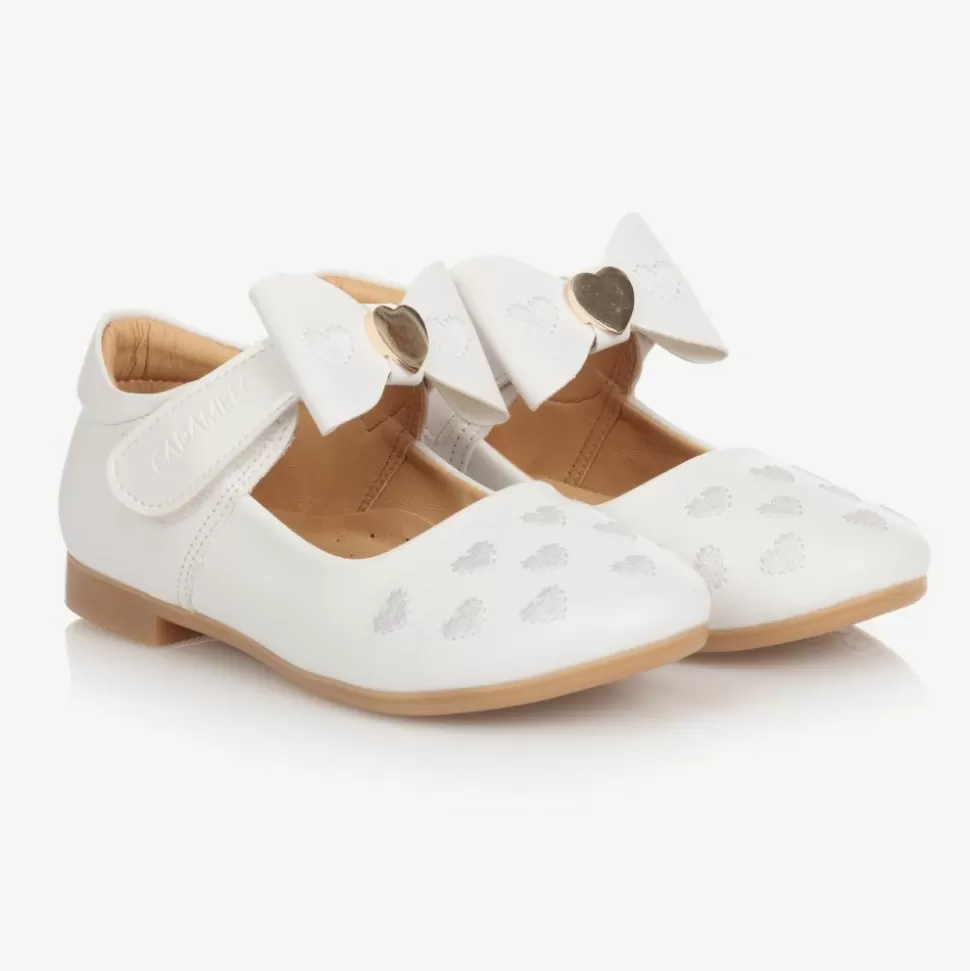 Caramelo Kids Girls White Bow Shoes^ Bar Shoes
