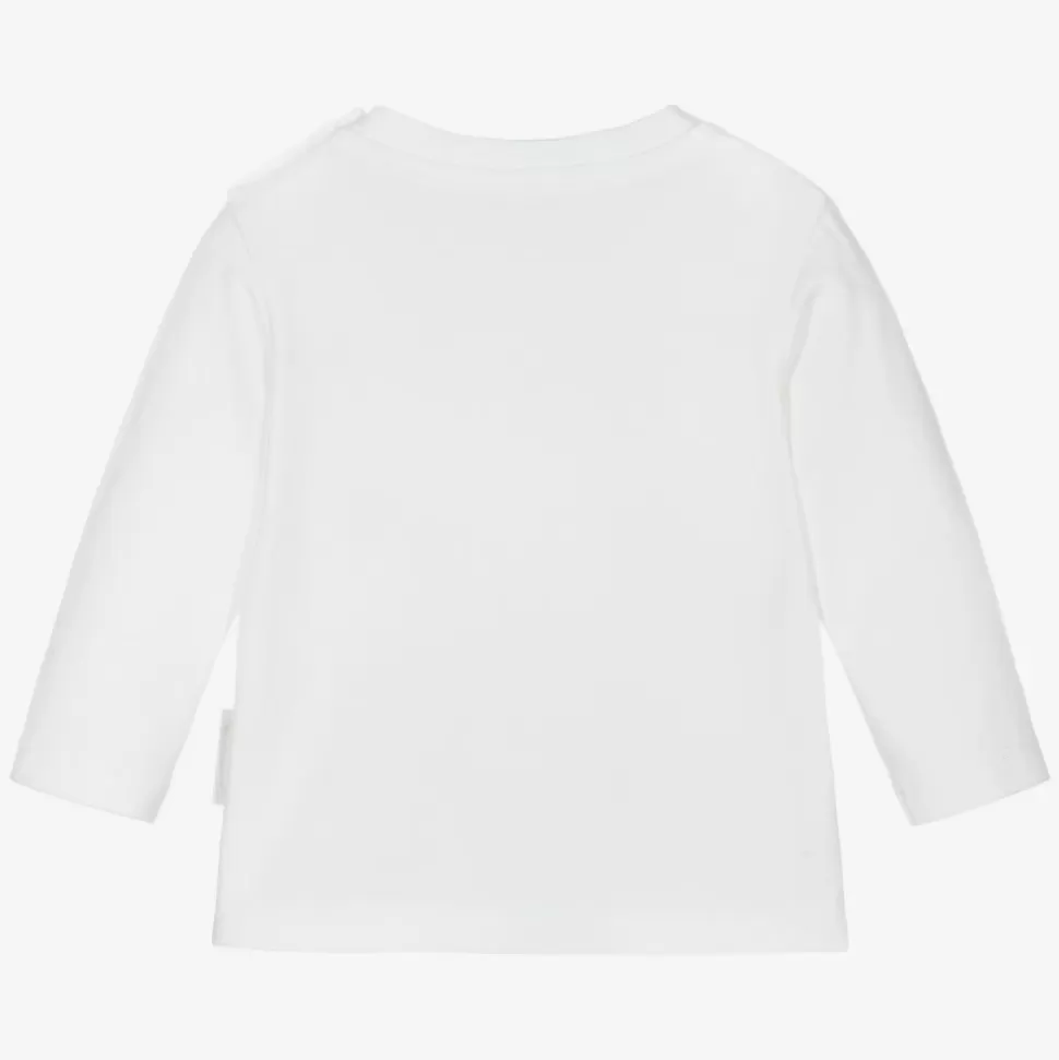Moncler Enfant Girls White Cotton Logo Top^ Tops