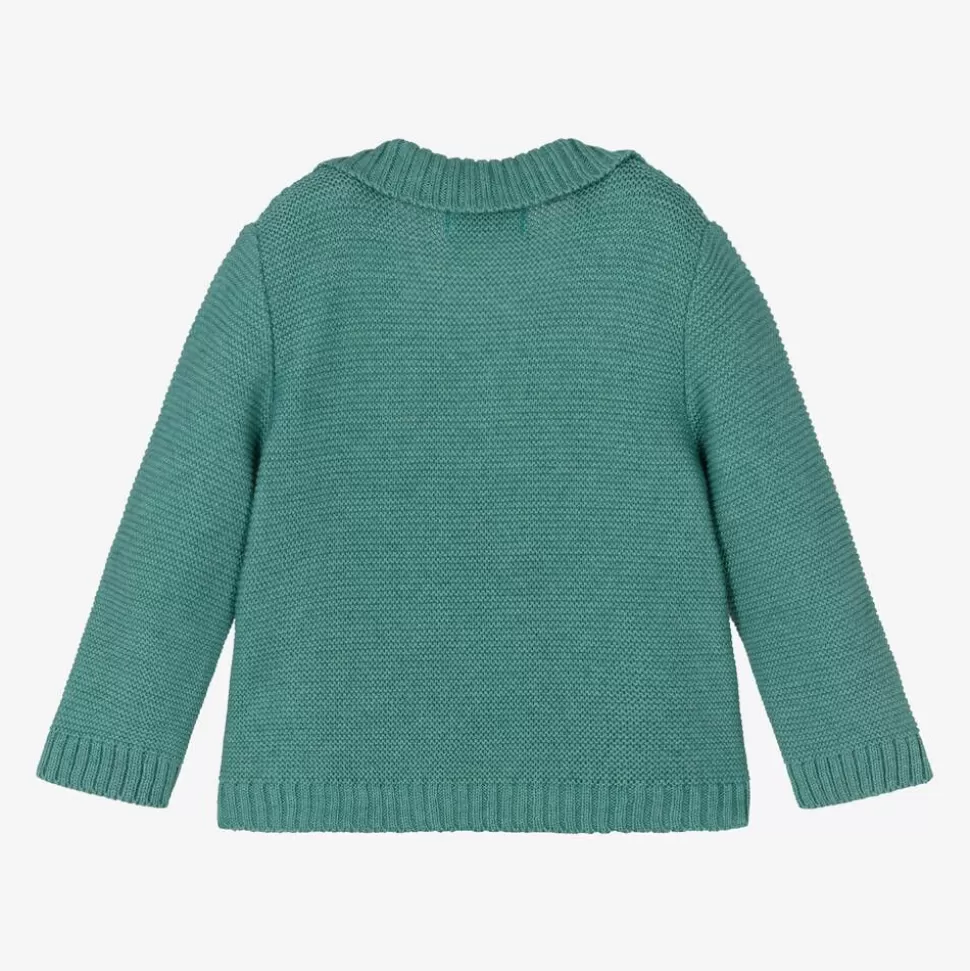 Foque Green Cotton & Wool Knitted Cardigan^ Tops