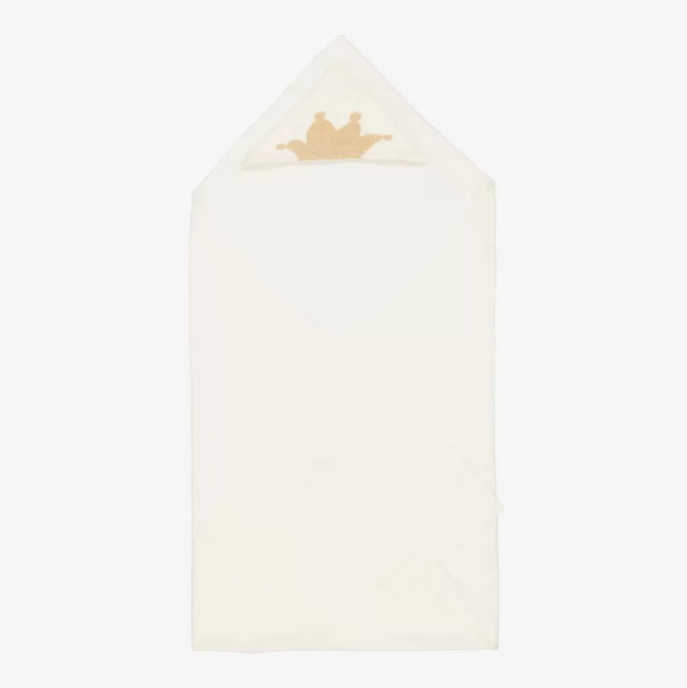Marie-Chantal Ivory Cotton & Cashmere Hooded Blanket (95cm)^ Blankets & Shawls