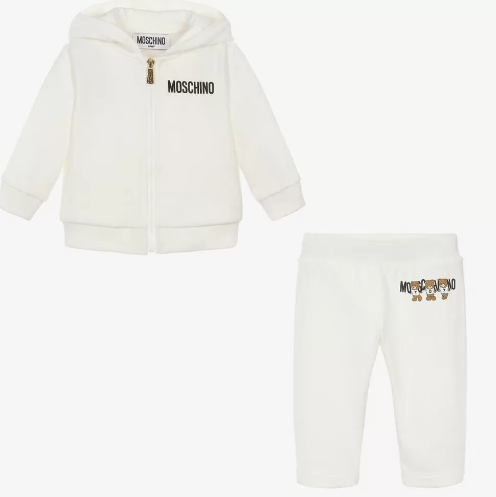 Moschino Baby Ivory Cotton Teddy Bear Logo Tracksuit^ Tracksuits | Tracksuits