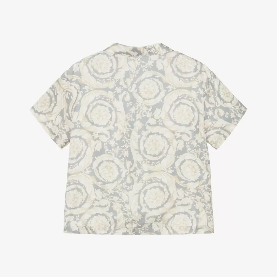 Versace Junior Boys Ivory Silk Barocco Shirt^BOY Tops