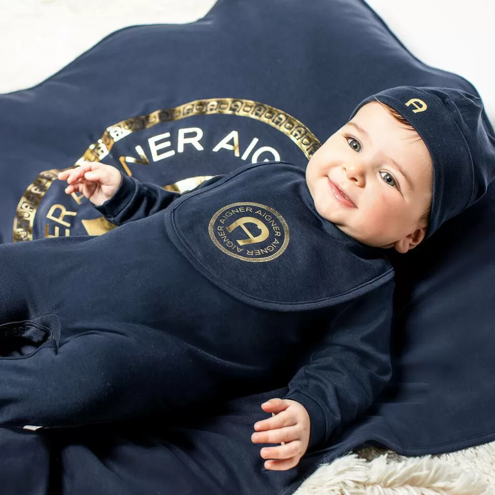AIGNER Navy Blue Cotton Babysuit Set^ Gifts | Babysuits