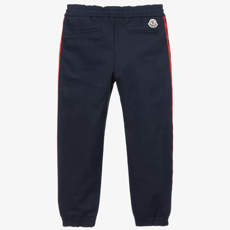 Moncler Enfant Navy Blue Cotton Logo Joggers^BOY Trousers
