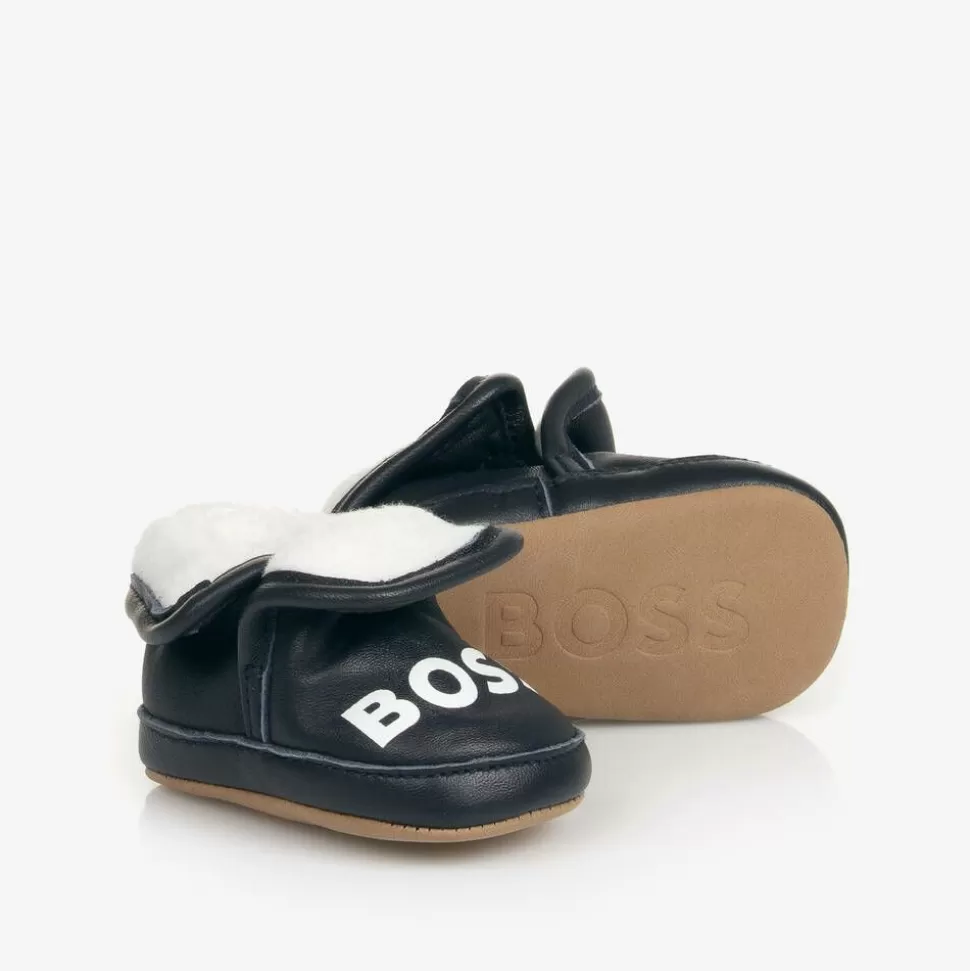 BOSS Navy Blue Leather Baby Pre-Walker Shoes^ Pre Walkers | Pre Walkers