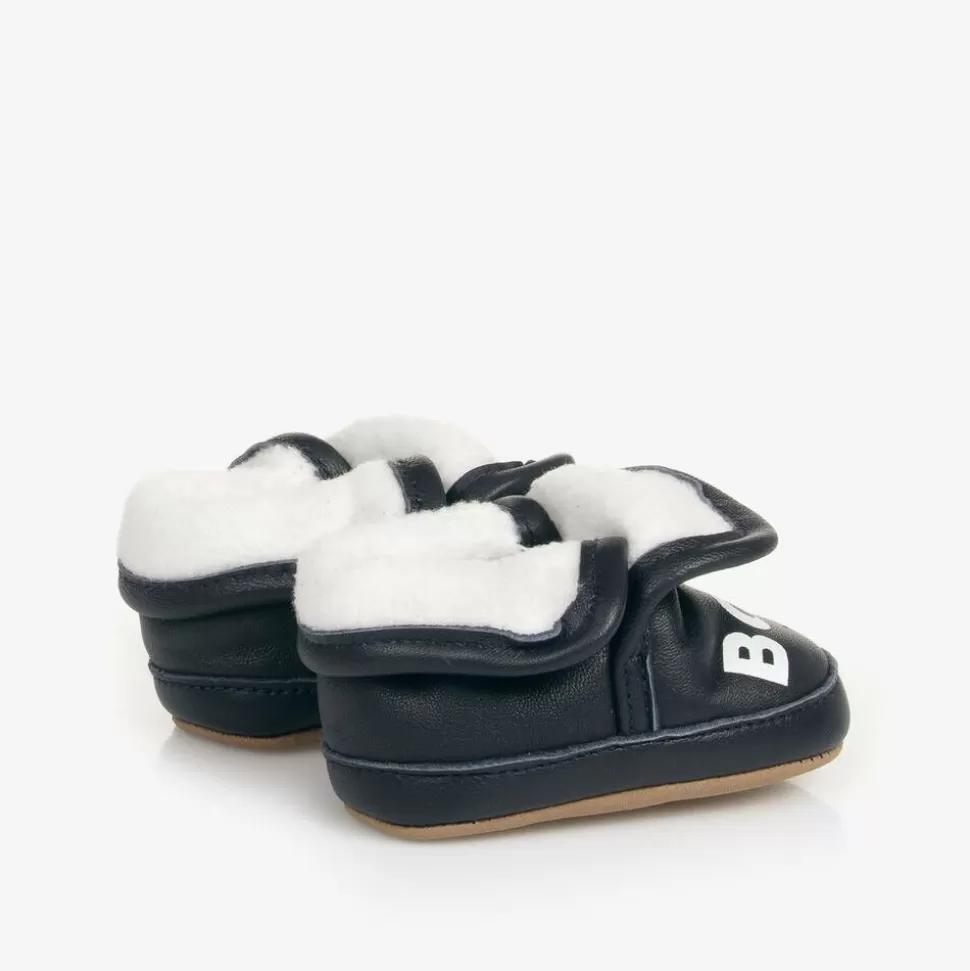 BOSS Navy Blue Leather Baby Pre-Walker Shoes^ Pre Walkers | Pre Walkers