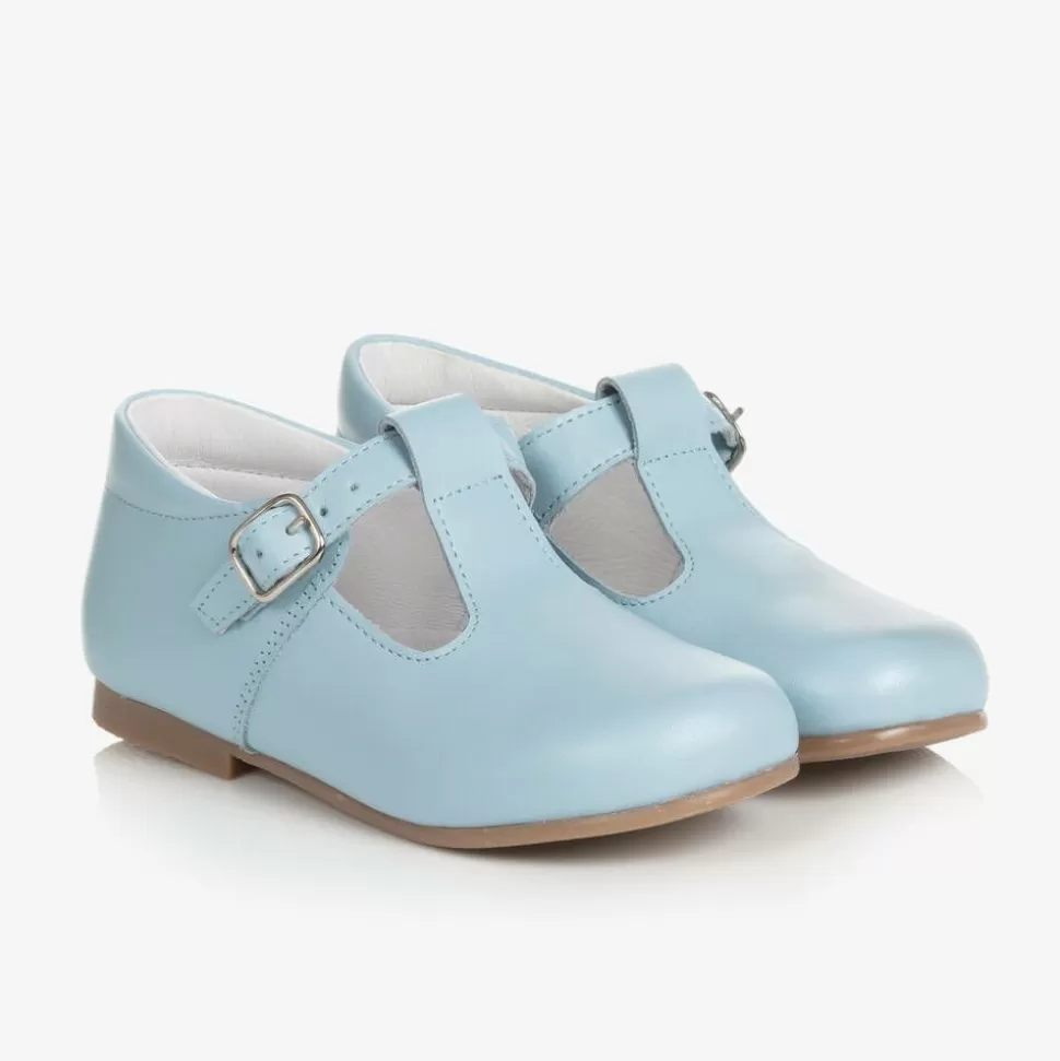 Beatrice amp; George Pale Blue Leather T-Bar Shoes^BOY Traditional Shoes | Bar Shoes