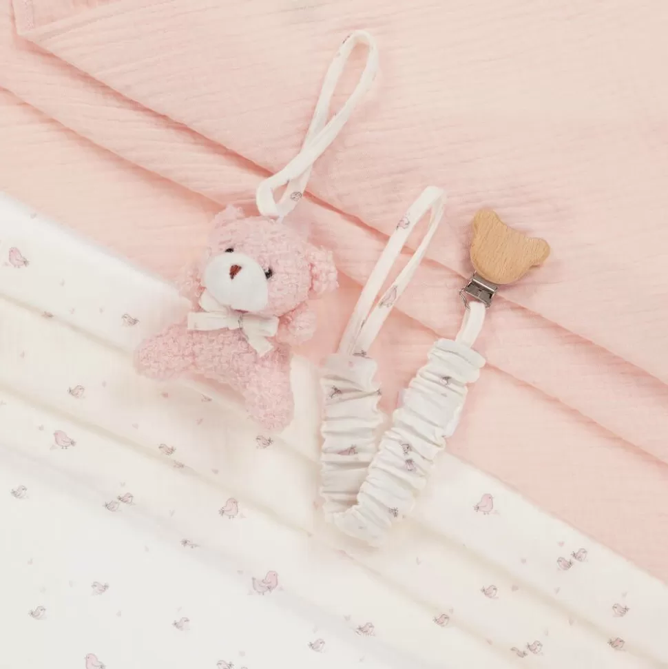 Jamiks Pink Organic Cotton Muslin Cloth & Dummy Clip Set^ Gifts