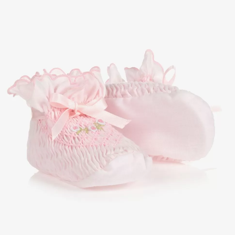 Sarah Louise Pink Smocked Baby Booties^ Booties | Booties