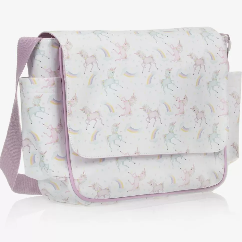 Powell Craft White & Pink Unicorn Baby Changing Bag (39cm)^ Bags