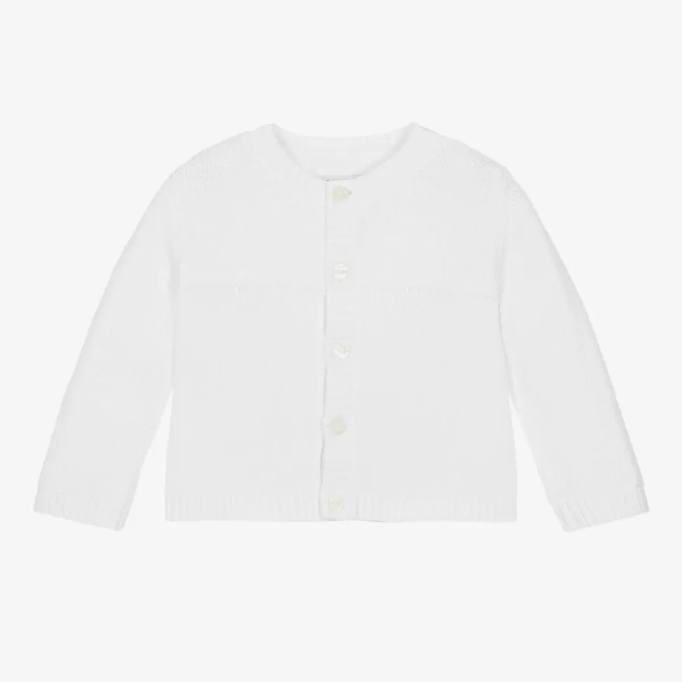 Emile et Rose White Cotton Knit Cardigan^ Tops