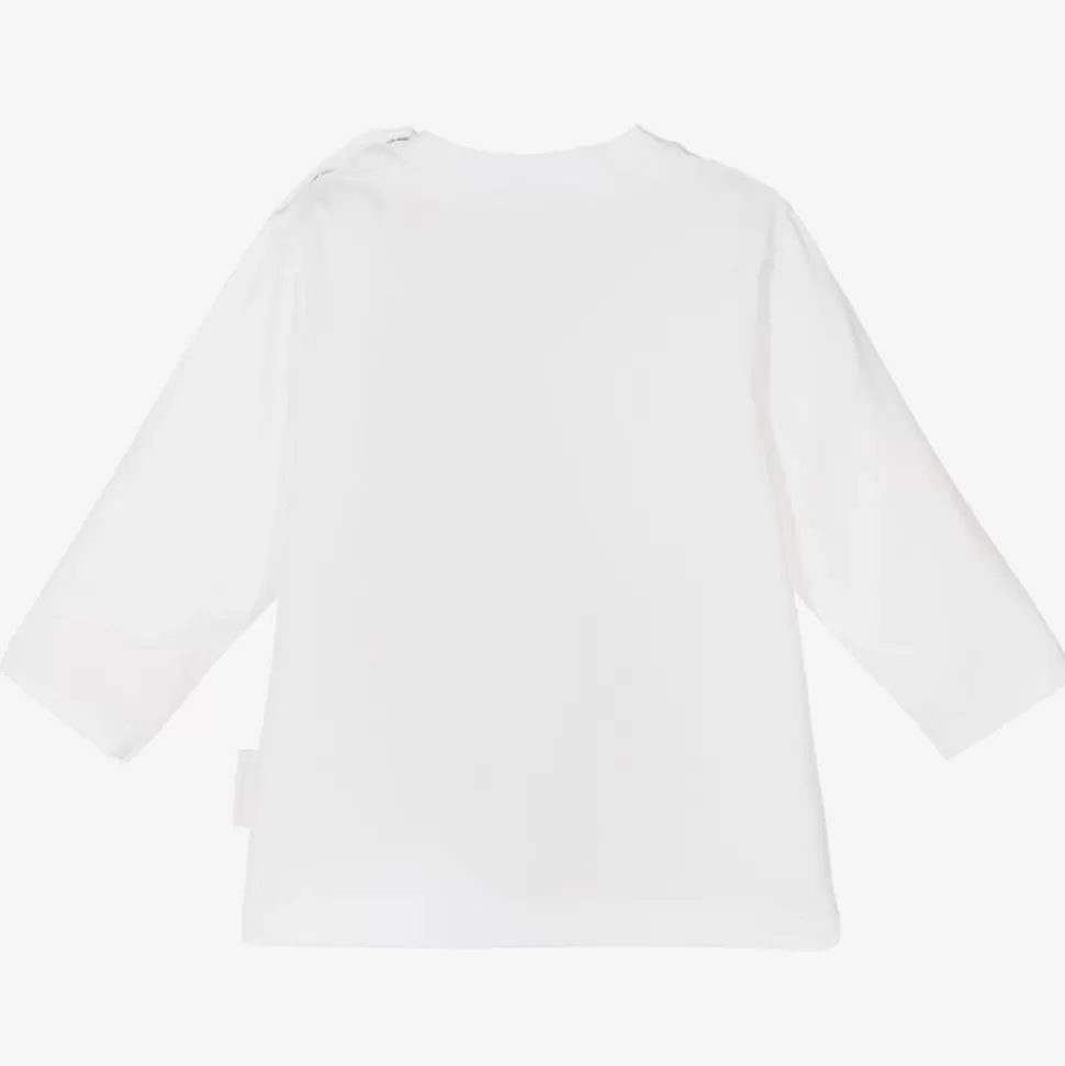Moncler Enfant White Cotton Multi Logo Top^ Tops